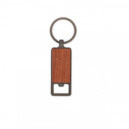  מחזיק מפתחות פותחן בקבוקים עשוי מתכת בשילוב עץ במבוק בחלקו הקדמי, TSK-121123