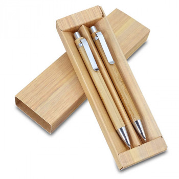 עט + עיפרון מכני עשוים עץ במבוק