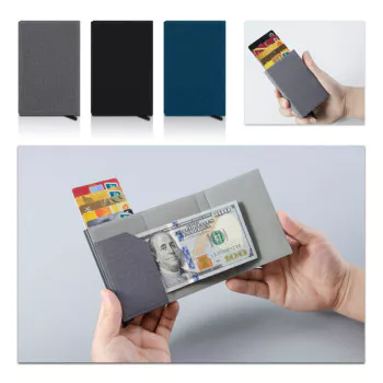 RFID BLOCKING-ארנק ושולף כרטיסים ממתכת ודמוי עור