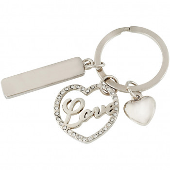 מחזיק מפתחות LOVE , אותיות בתוך לב משובץ + לב + לוחית, TZA-2981