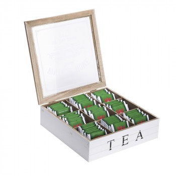 ווילס - קופסת תה מעוצבת עשויה עץ מכסה זכוכית 