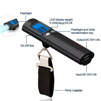 משקל מזוודה משולב עם POWERBANK ופנס