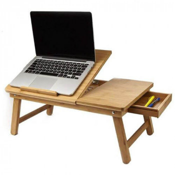 שולחן מתקפל מעץ במבוק למחשב נייד, TNY-2655