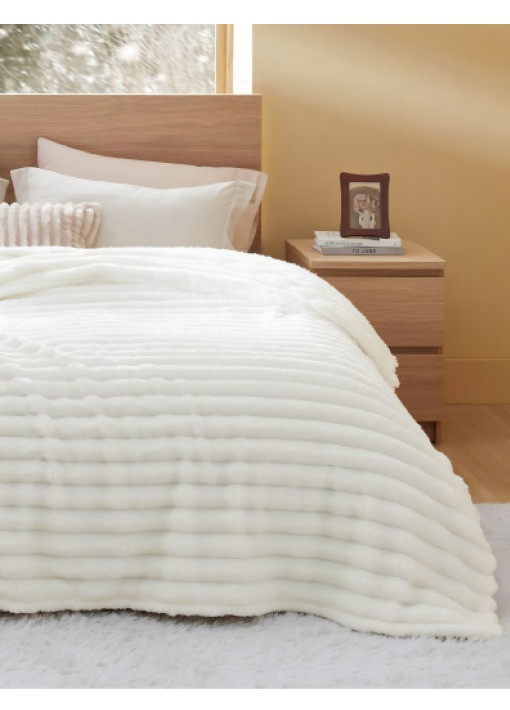 שמיכת פלאנל פסים יוקרתית - זוגי